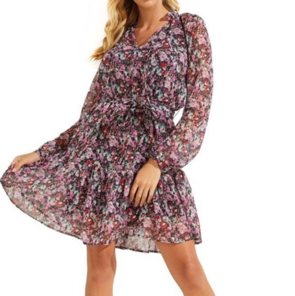 Guess Veronica Sheer Floral Print Dress